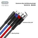 کابل شارژ فست  USB به microUSB / TYPE-C / لایتنینگ مدل YES Plus YS-803 thumb 3