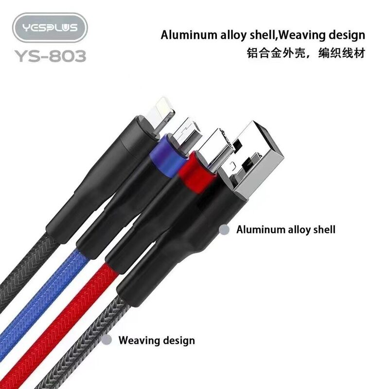 کابل شارژ فست  USB به microUSB / TYPE-C / لایتنینگ مدل YES Plus YS-803 gallery2