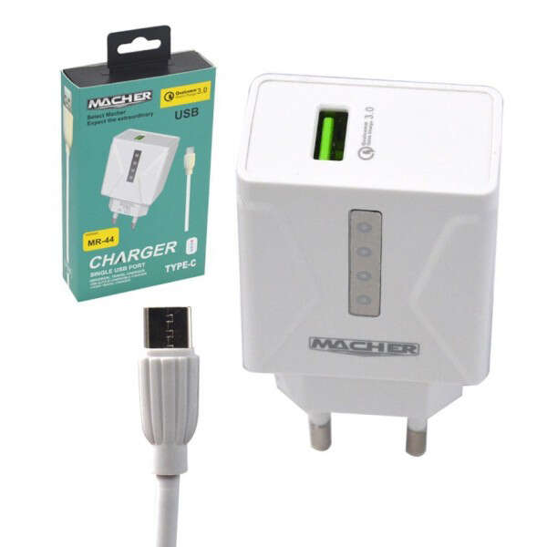 شارژر دیواری مچر مدل MR44 به همراه کابل شارژ تایپ سی