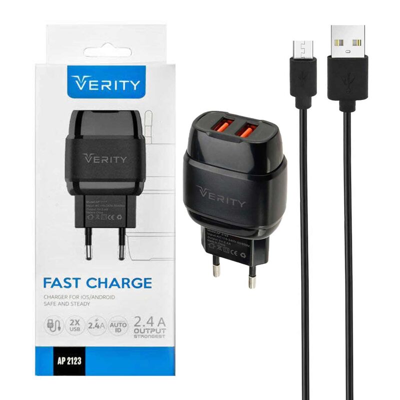 شارژر دیواری وریتی مدل AP2123 همراه با کابل شارژ Micro-Usb gallery2