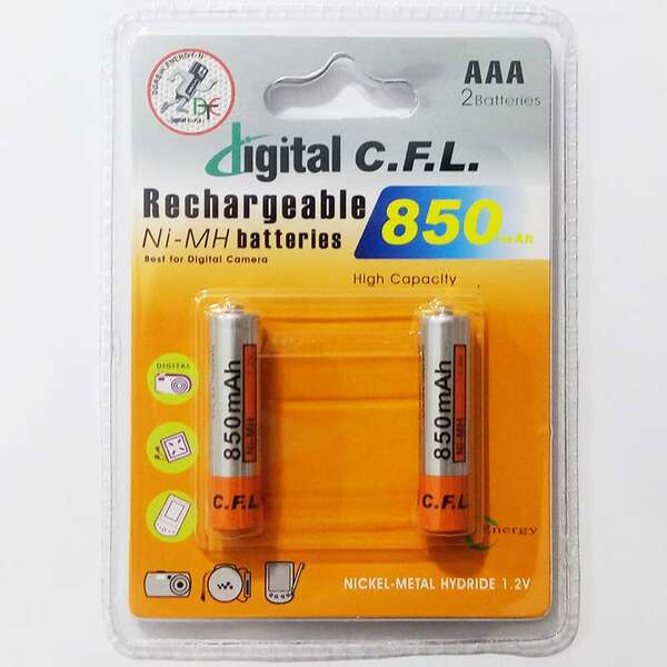 باطری نیم قلمی شارژی مدل CFL 850mah