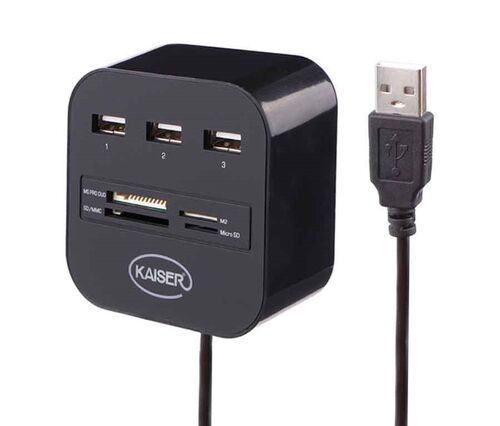هاب و رم ریدر 7 پورت کایزر KH 14 مدل KAISER KH-14 HUB+Card Reader