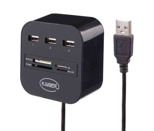 هاب و رم ریدر 7 پورت کایزر KH 14 مدل KAISER KH-14 HUB+Card Reader