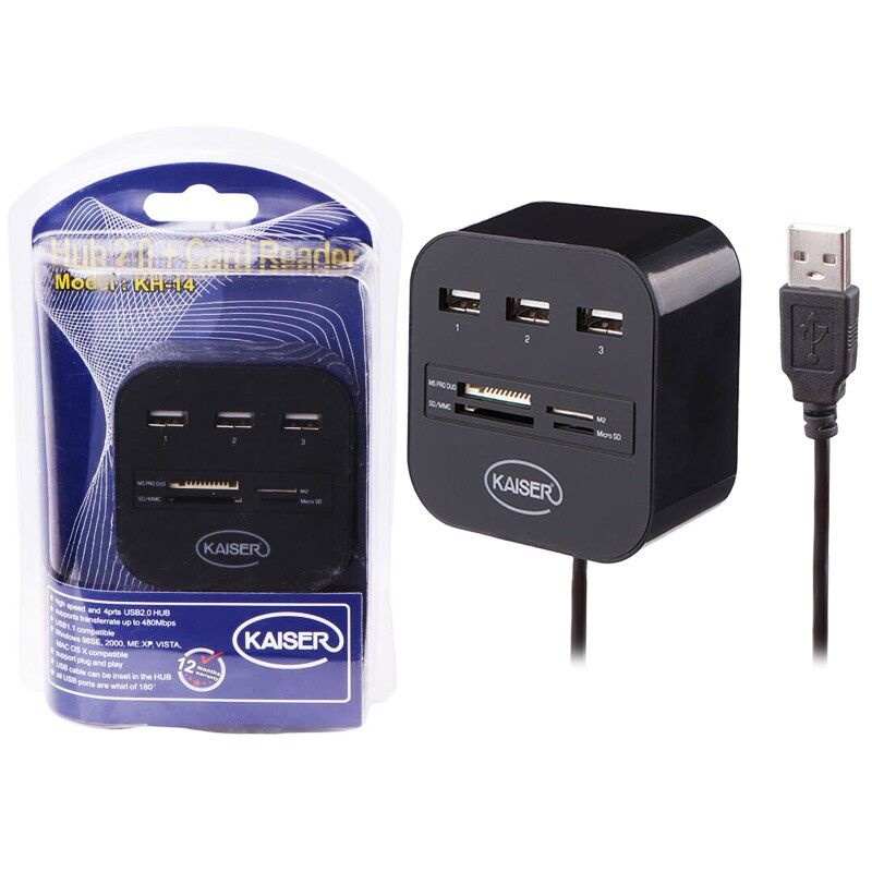هاب و رم ریدر 7 پورت کایزر KH 14 مدل KAISER KH-14 HUB+Card Reader gallery1